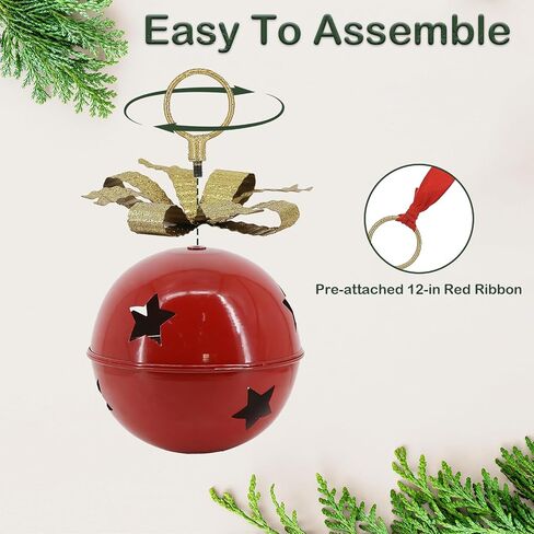 Christmas Large Jingle Bells, 8 inch Jumbo Christmas Decorative Bells for Tree Mantel Indoor Outdoor Metal (Green) in Saudi Arabia