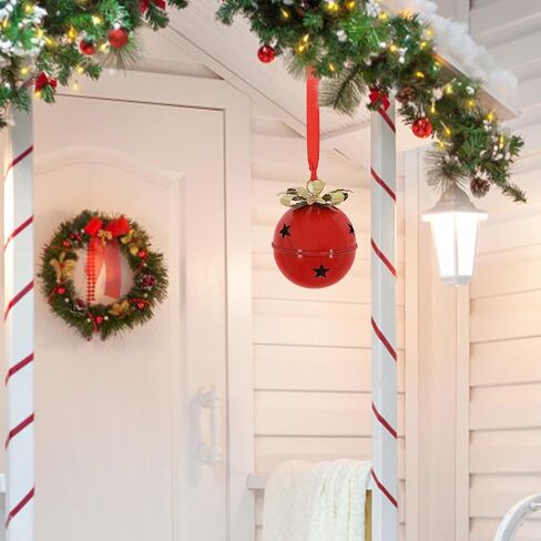 Christmas Large Jingle Bells, 8 inch Jumbo Christmas Decorative Bells for Tree Mantel Indoor Outdoor Metal (Green) in Saudi Arabia
