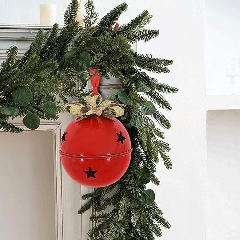 Christmas Large Jingle Bells, 8 inch Jumbo Christmas Decorative Bells for Tree Mantel Indoor Outdoor Metal (Green) in Saudi Arabia