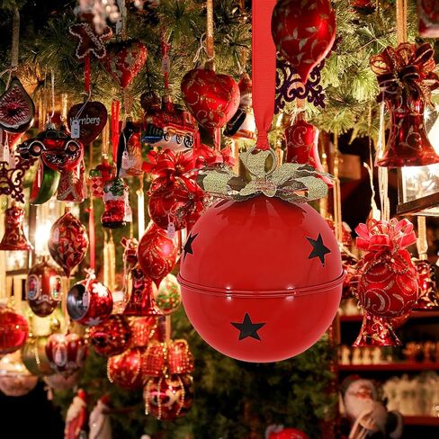 Christmas Large Jingle Bells, 8 inch Jumbo Christmas Decorative Bells for Tree Mantel Indoor Outdoor Metal (Green) in Saudi Arabia