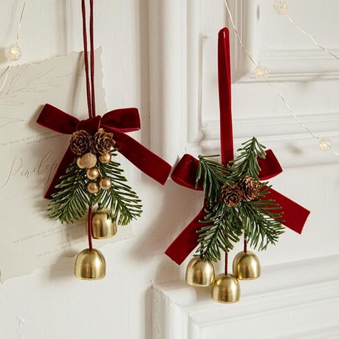 Christmas Jingle Bells Holiday Door Knob Hanger Decoration,Christmas Jingle Bells Door Hanger,Home Décor,Holiday Tree/Door/Wall Hanging Ornament for DIY (3PCS,with Pineal Decoration) in Saudi Arabia