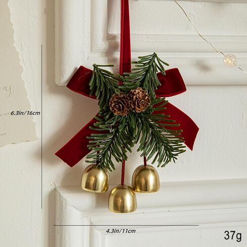 Christmas Jingle Bells Holiday Door Knob Hanger Decoration,Christmas Jingle Bells Door Hanger,Home Décor,Holiday Tree/Door/Wall Hanging Ornament for DIY (3PCS,with Pineal Decoration) in Saudi Arabia