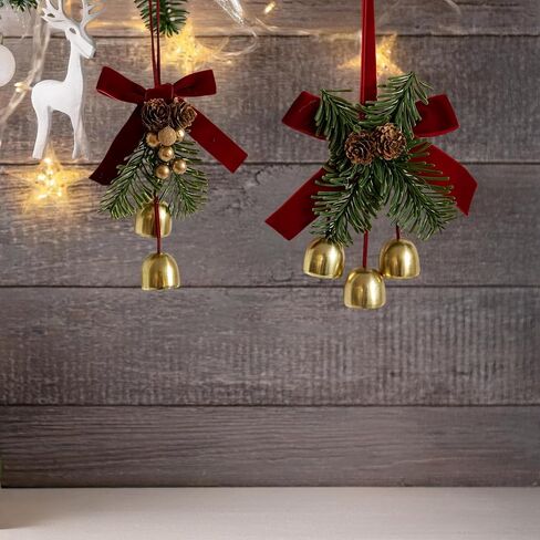 Christmas Jingle Bells Holiday Door Knob Hanger Decoration,Christmas Jingle Bells Door Hanger,Home Décor,Holiday Tree/Door/Wall Hanging Ornament for DIY (3PCS,with Pineal Decoration) in Saudi Arabia