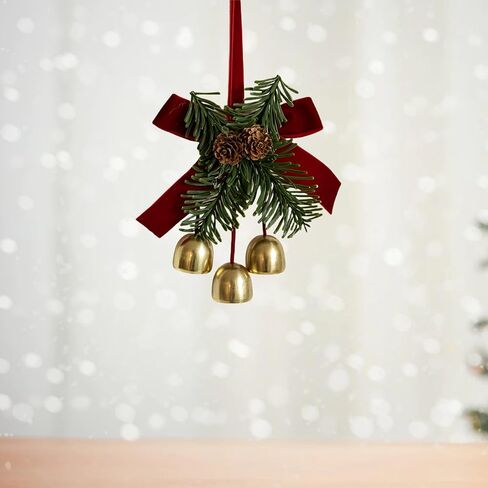 Christmas Jingle Bells Holiday Door Knob Hanger Decoration,Christmas Jingle Bells Door Hanger,Home Décor,Holiday Tree/Door/Wall Hanging Ornament for DIY (3PCS,with Pineal Decoration) in Saudi Arabia