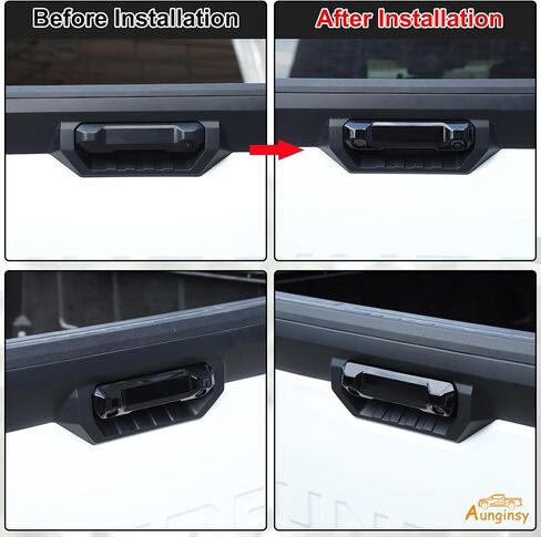 غطاء مقبض الباب الخلفي للسيارة من Aunginsy، غطاء مقبض الباب الخلفي متوافق مع Toyota Tundra 2022-2025 ABS بيانو أسود مقبض الباب الخلفي غطاء الباب الخلفي مع فتحتين من الملحقات الخارجية in Saudi Arabia