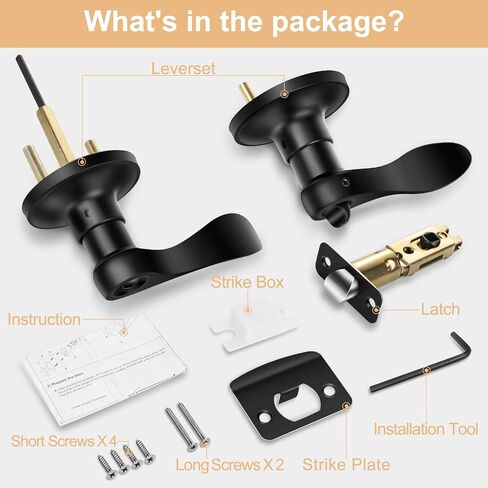 6 Pack Interior Door Knobs Matte Black Privacy Door Handles, Wave Style Reversible Keyless Door Handles,Heavy Duty Door Levers for Bedroom Bathroom Doors in Saudi Arabia