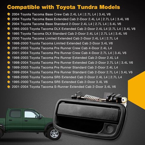 Gledewen Upgraded Metal Exterior Door Handle Driver Door Handle with Key Hole, Compatible with 1995-2004 Toyota Tacoma, Outside Handle Front Left Side, Replaces# 79344 91319 69220-35020 in Saudi Arabia