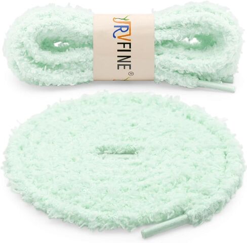YJRVFINE Fuzzy Round Shoe Laces: Soft Hiking Athletic Shoelaces 2 Pair in Kuwait