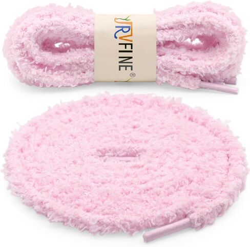 YJRVFINE Fuzzy Round Shoe Laces: Soft Hiking Athletic Shoelaces 2 Pair in Kuwait