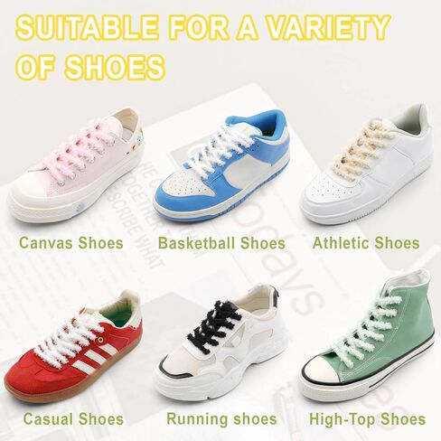 YJRVFINE Fuzzy Round Shoe Laces: Soft Hiking Athletic Shoelaces 2 Pair in Kuwait