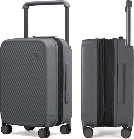 mixi Large Capacity Expandable Carry On Luggage Airline Approved 20'' Lightweight Luggage Wide Handle PC Hardshell Suitcases with Spinner Wheels & TSA Lock, Rock Gray in Saudi Arabia