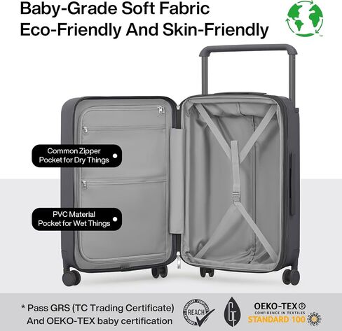 mixi Large Capacity Expandable Carry On Luggage Airline Approved 20'' Lightweight Luggage Wide Handle PC Hardshell Suitcases with Spinner Wheels & TSA Lock, Rock Gray in Saudi Arabia
