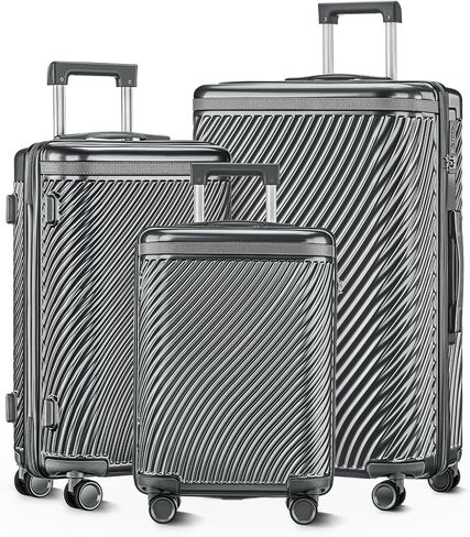 Luggage Sets 3 Piece, PC+ABS Suitcase with Spinner Wheels, TSA Lock Luggage Sets with Carry on Luggage (Dark Grey, 20"24"28") in Saudi Arabia