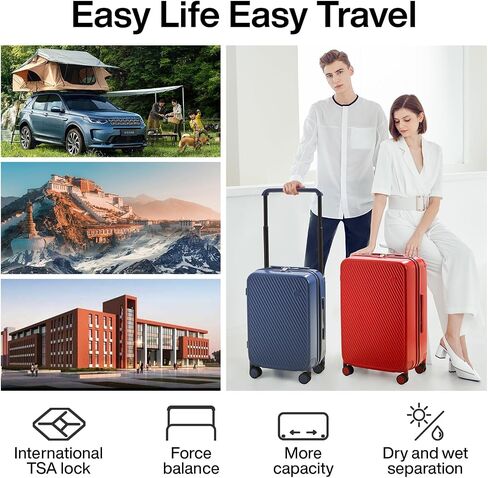mixi Large Capacity Expandable Carry On Luggage Airline Approved 20'' Lightweight Luggage Wide Handle PC Hardshell Suitcases with Spinner Wheels & TSA Lock, Rock Gray in Saudi Arabia