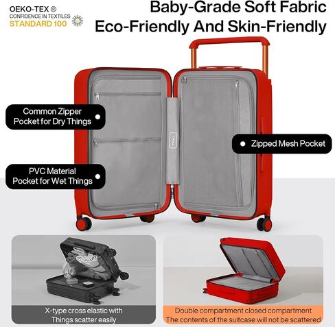 mixi Large Capacity Expandable Carry On Luggage Airline Approved 20'' Lightweight Luggage Wide Handle PC Hardshell Suitcases with Spinner Wheels & TSA Lock, Rock Gray in Saudi Arabia
