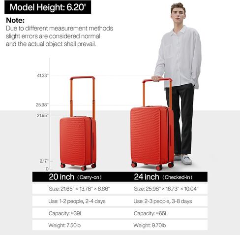 mixi Large Capacity Expandable Carry On Luggage Airline Approved 20'' Lightweight Luggage Wide Handle PC Hardshell Suitcases with Spinner Wheels & TSA Lock, Rock Gray in Saudi Arabia