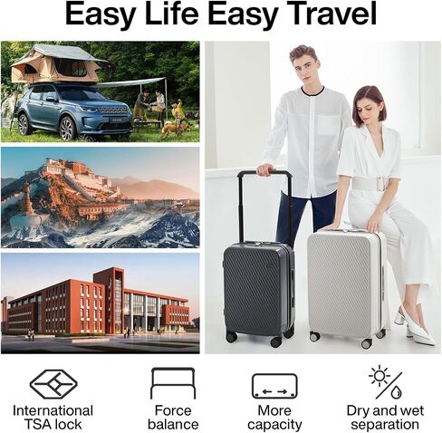 mixi Large Capacity Expandable Carry On Luggage Airline Approved 20'' Lightweight Luggage Wide Handle PC Hardshell Suitcases with Spinner Wheels & TSA Lock, Rock Gray in Saudi Arabia