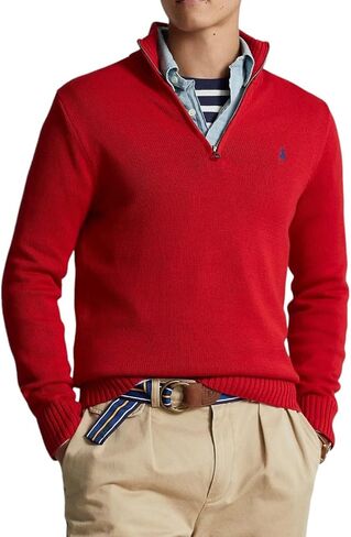 POLO RALPH LAUREN Men's Quarter-Zip Wool Blend Sweater (X-Large, Red) in Saudi Arabia