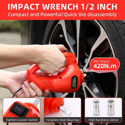 ROGTZ Electric Car Jacks 5Ton 12V Hydraulic Jack with Tire Air Pump and LED Light,Electric Car Jack Lift Floor Jacks for SUV Car Tire Replacement (Jack Only, Red) in Saudi Arabia