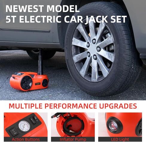ROGTZ Electric Car Jacks 5Ton 12V Hydraulic Jack with Tire Air Pump and LED Light,Electric Car Jack Lift Floor Jacks for SUV Car Tire Replacement (Jack Only, Red) in Saudi Arabia