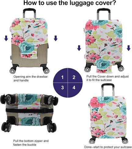 Suitcase Cover Protectors 24 28 30 Inch Luggage Cover Elastic Travel Trolley Protector S Fit 19-20 Inch Suitcase Black in Kuwait
