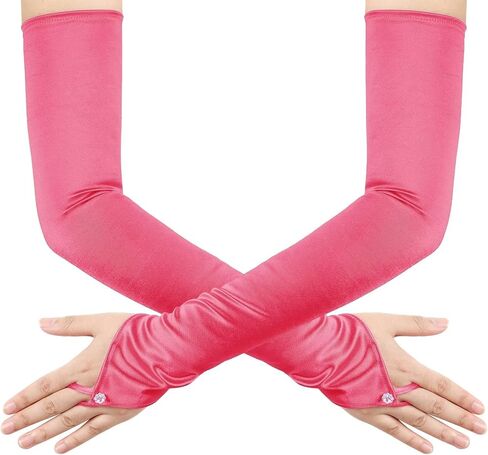 Long Fingerless Opera Tea Party Gloves for Women 1920s Stretchy Satin Wedding Bridal Costume Gloves in Kuwait