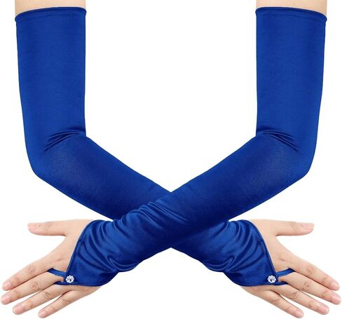 Long Fingerless Opera Tea Party Gloves for Women 1920s Stretchy Satin Wedding Bridal Costume Gloves in Kuwait