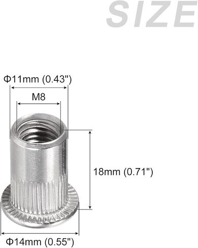Sealed Rivet Nuts (M5) 20Pcs, 304 Stainless Steel Blind Closed End Threaded Insert Nuts - for Furniture Mechanical Fasteners, Silver Tone in Saudi Arabia