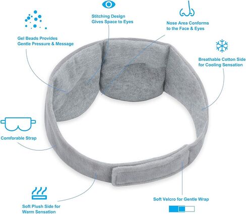 Weighted Sleep Mask Pain Relief Mask, Cooling Sleep Eye Mask, Cold Therapy Compression for Headache, Migraine, Sinus Pain, Puffy Eyes, Dry Eyes, Light Blocking Eye Pillow, Cotton Eye Cover Sleeping in Saudi Arabia