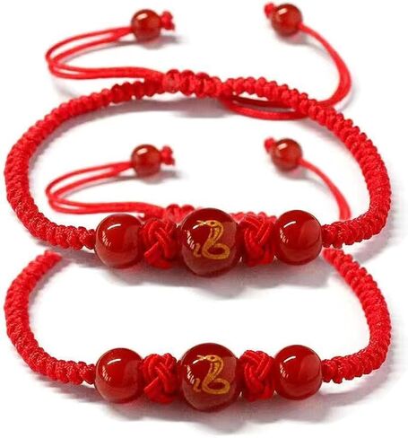 2025 New Year of Snake Bracelets, Adjustable Red String Charm Bracelet Chinese Zodiac Animal Good Luck Braided Bracelet Lucky Snake Charm Braided Red Rope Corded Bracelets Jewelry for Women Men in Kuwait