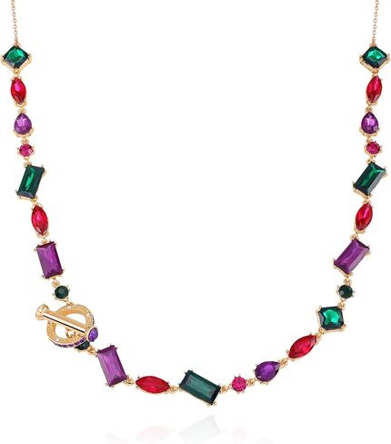 GUESS Goldtone Amythest & Emerald Crystal Stone Y Necklace in Saudi Arabia