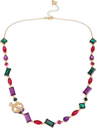 GUESS Goldtone Amythest & Emerald Crystal Stone Y Necklace in Saudi Arabia