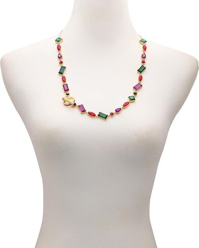 GUESS Goldtone Amythest & Emerald Crystal Stone Y Necklace in Saudi Arabia