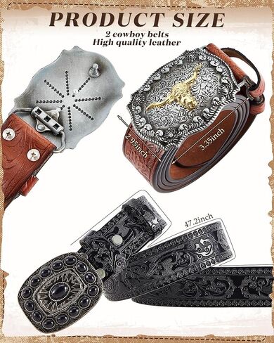 Ramede 6 قطع من إكسسوارات رعاة البقر الغربية للرجال تتضمن قبعات رعاة البقر ذات حافة واسعة وربطات عنق جلدية وأحزمة إبزيم جلدية للنساء والرجال أزياء الهالوين الغربية in Kuwait