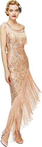 BABEYOND 1920s Flapper Dress Gatsby - Sequined Peacock Pattern Dress for Women Long Fringed Art Deco Dress in Saudi Arabia