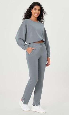 ODODOS Women's Modal Soft Split-Hem High Waist Pants with Pockets Adjustable Shockcord Casual Lounge Pants in Saudi Arabia