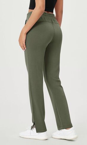 ODODOS Women's Modal Soft Split-Hem High Waist Pants with Pockets Adjustable Shockcord Casual Lounge Pants in Kuwait