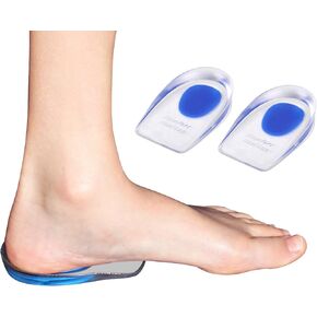 2 Pack - KidSole Shock Absorbing Lightweight Gel Heel Cups for Kid's with Sensitive Heels, Heel Spurs, Plantar Fasciitis, or Ankle Pain (Pink) (Red) (Pink Kids Size 2-6) (Blue Kids Size 2-6)