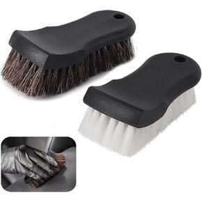 Upholstery Brush, Upholstery Brush Set, Leather Cleaning Brush, Carpet Brush Car Cleaning Brush, Long Bristle Horse Hair Car Cleaning Brush for Car Interior Leather Seat and Home Furniture