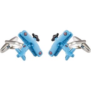 A N KINGPiiN Falcon Air Craft Plane Blue Tuxedo Cufflinks for Men