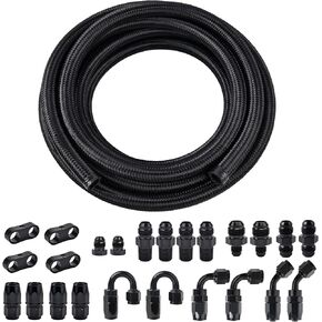 EVIL ENERGY 6AN Fuel Line Kit, 6AN Nylon Braided Fuel Line Hose with 24PCS Fittings Kit CPE Fuel Hose 20FT