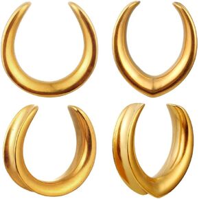 LADEMAYH 2 Pairs Cute Saddle Ear Plugs Gauges for Women,Size 0g-25mm Gauges for Ears, Basic Surgical Stainless Steel Ear Tunnels Gauge Earrings Body Jewelry