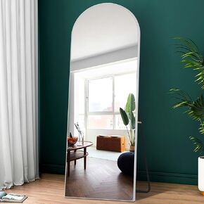 PexFix Full Length Mirror 65"x22" Sleek Arched-Top Floor Mirror with Standing Holder Bedroom Dressing Mirror Arched Wall Mirror Standing, Leaning Hanging (White)