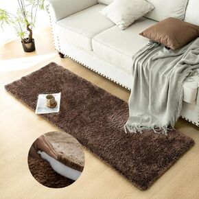 ACOMOPACK Runner Rug for Bedroom, 2x6 Non-Slip Bottom Memory Foam Fluffy Rugs for Living Room Soft Bedside Carpet for Kids Extra Thickness Home Decor Aesthetic Nursery Rug for Children, Charcoal