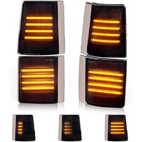 Gempro متتابعة العنبر LED الزاوية الجانب علامة بدوره أضواء الإشارة ل1995-1999 جي إم سي شاحنة الضواحي C / K 1500 2500 3500 يوكون الجبهة العلوية والسفلية أضواء الشواية، 4PCS (لين المدخن)