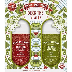 Poo-Pourri Deck The Stalls Tear Away Gift Set, Berry and Bright 1 Fl Oz Pocket Sprayer and Balsam Bum 1 Fl Oz Pocket Sprayer