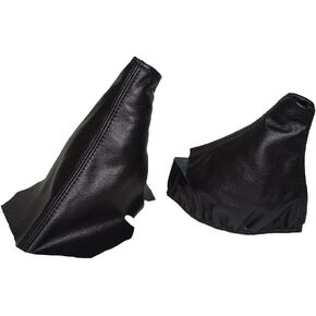 Compatible with Automatic Shift Boot & E Brake Boot for Chevrolet Corvette C5 1997-2004 Black Genuine Leather