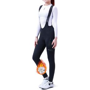INBIKE 3D Padded Cycling Bib Pants for Women, Thermal Fleece Lined High Waist Road Bike Pants, Biking Bibs Tights with Pocket