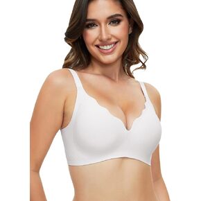 Womens Bras No Underwire Seamless Wireless Sleeping Bras Scalloped Deep V Bralettes Comfortable Everyday Bras
