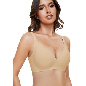 Womens Bras No Underwire Seamless Wireless Sleeping Bras Scalloped Deep V Bralettes Comfortable Everyday Bras
